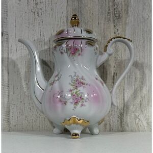Lefton China Teapot KF1075R Pink Roses Gold Trim Hand Painted Vintage Japan